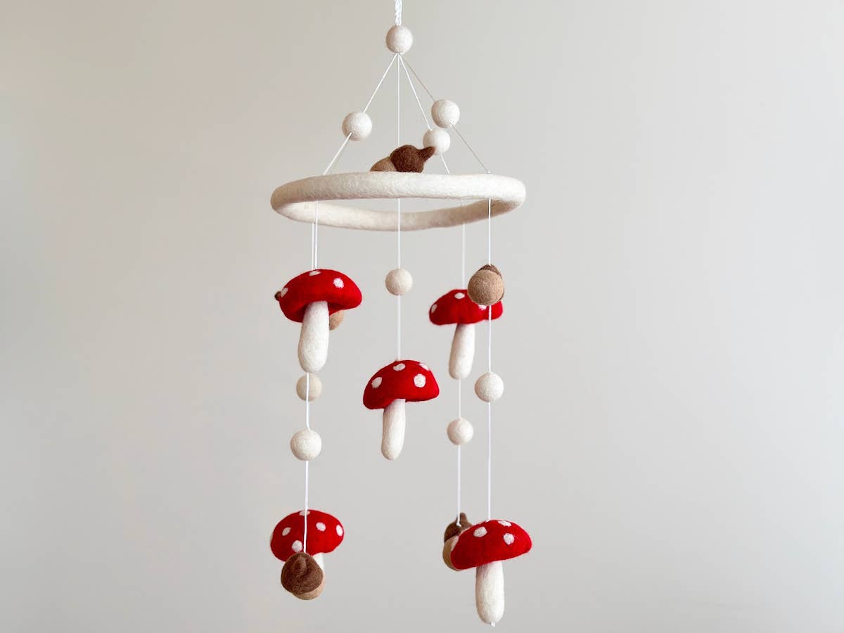 Ganapati - Wholesale Baby Mobile - Felt Baby Mobile – Mushrooms & Acorns1