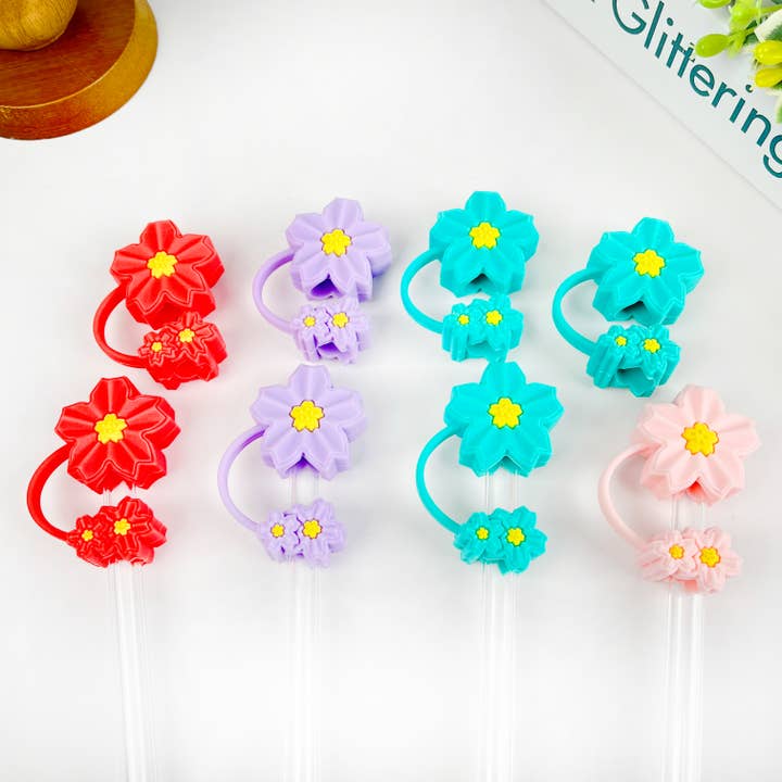 SoapElenGlen - Wholesale Drinking Straw - Flower Straw Cover,Food Grade Silicone Straw Toppers