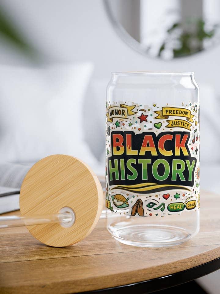 Black History 16oz Glass Tumbler for wholesale by MadeByHBK