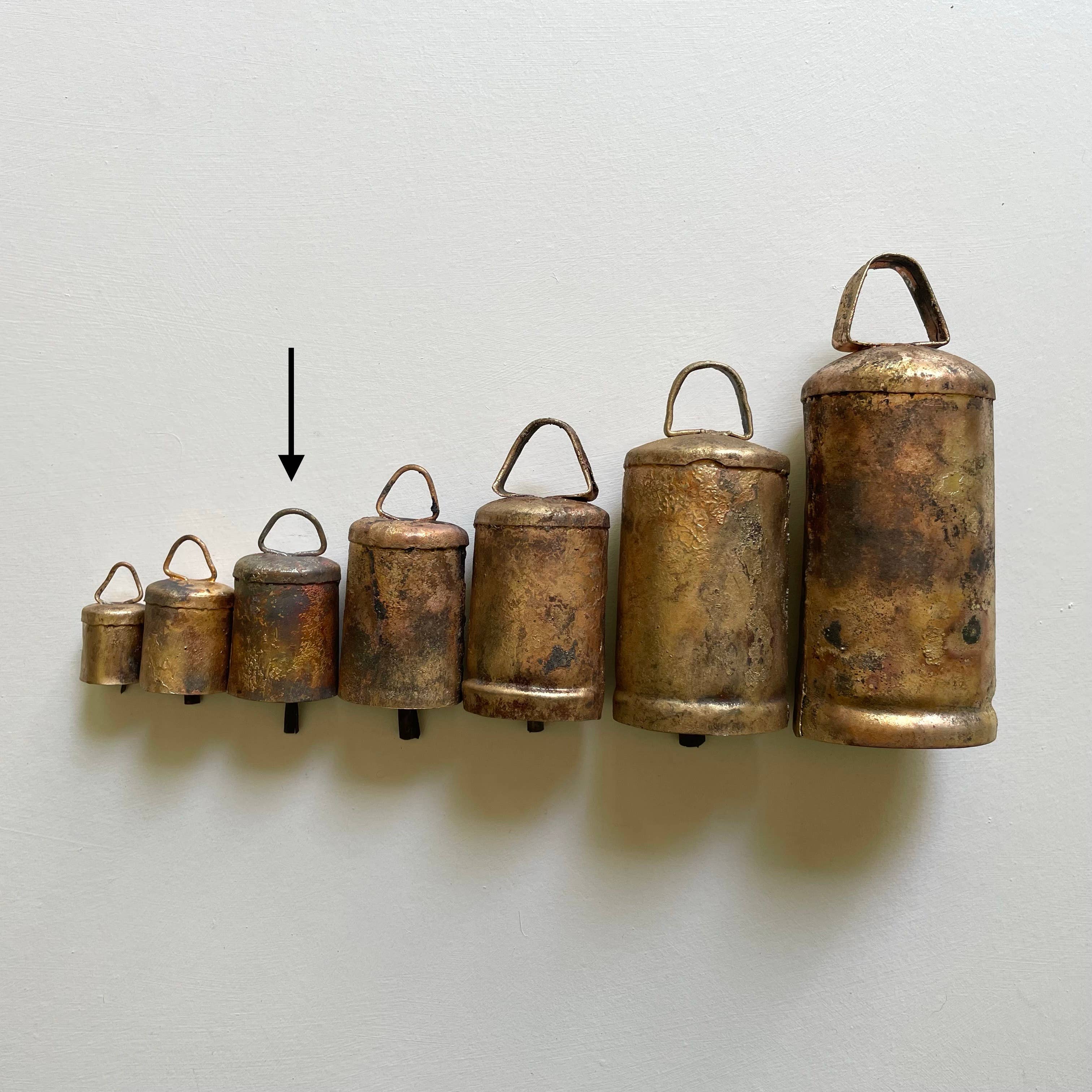 fort & field – wholesale Bell – 2 1/4" rustic flat top tin brass finish bell metal striker2