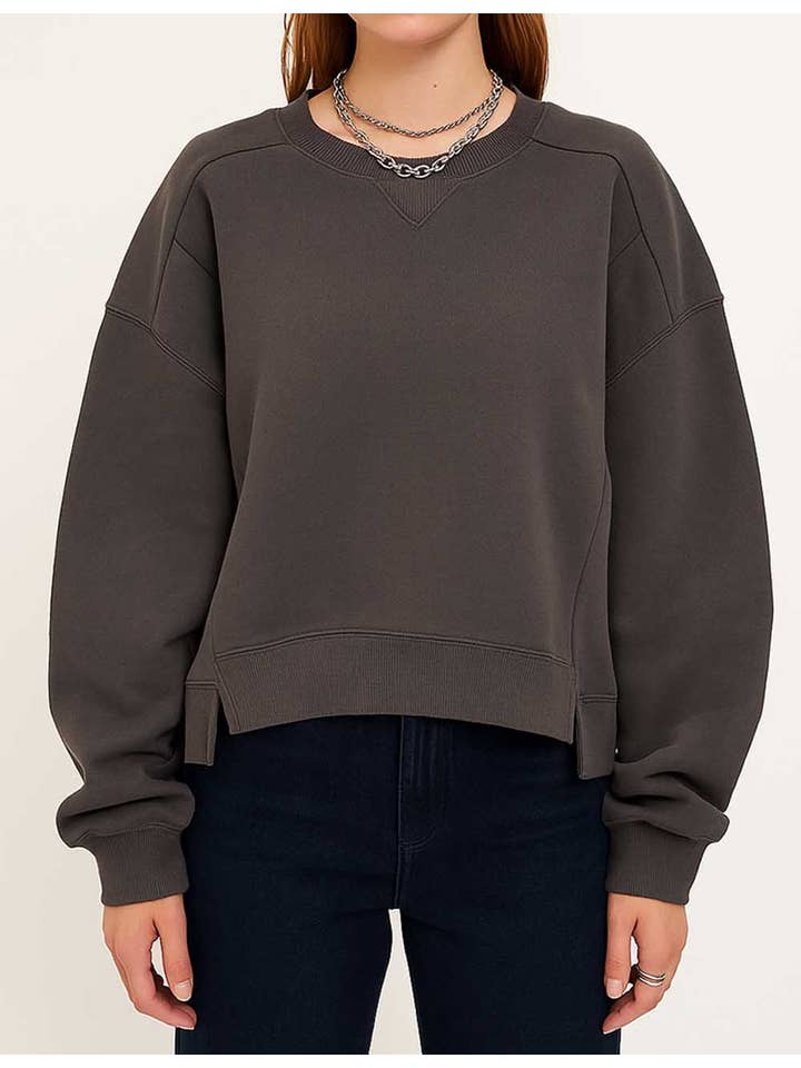 Sweetkama – Großhandel Sweatshirt – Damen – Einfarbiger Kurzpullover für Damen SKT5230