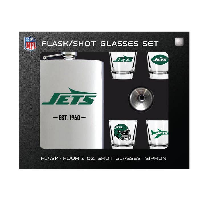 NFL New York Jets Flask Gift Set for wholesale by Mojo Licensing