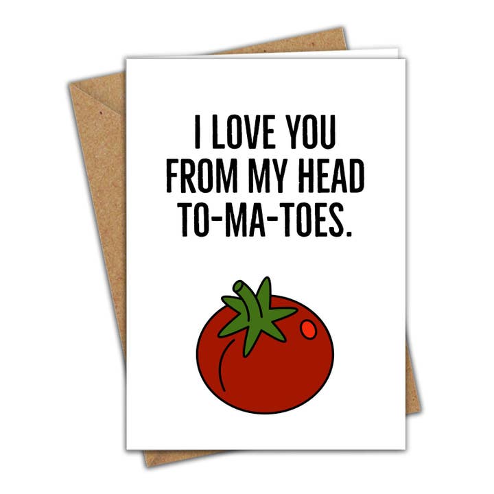 Lustige Liebeskarte mit Aufschrift „I Love You From My Head To-Ma-Toes“ für den Großhandel von Moments That Unite