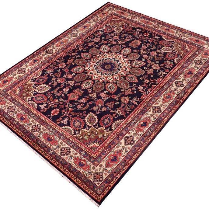 Vintage Antique Ardbeel Holmes Blue Beige Hand Knotted Wool Rug- 6'11'' x 10'5'' for wholesale by Arshs Fine Rugs