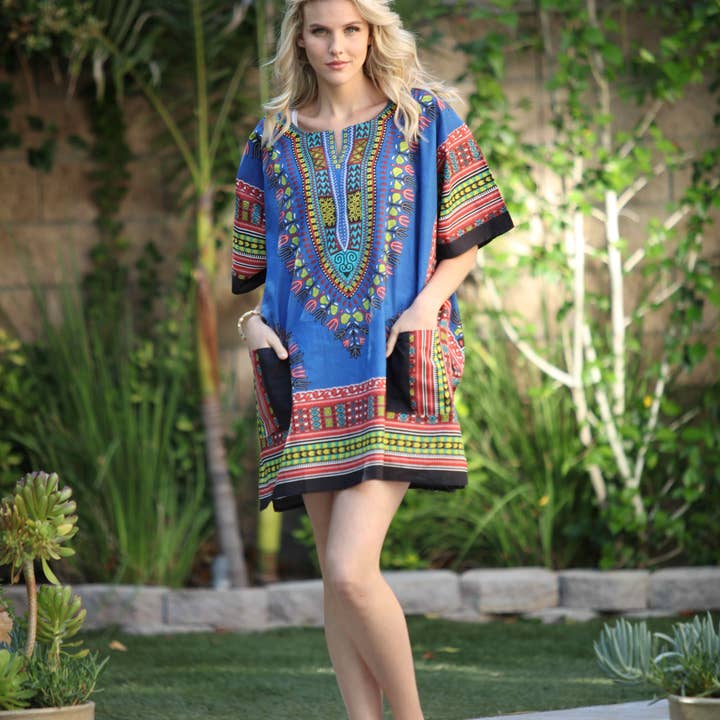 Ananda's Fashion - Wholesale Blouse - Women's - African Print Dashiki Short Caftan Beach Cover up3