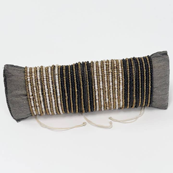 Bali Glass Beads Double Strand Metro Pull Bracelets for wholesale by Pink House Imports