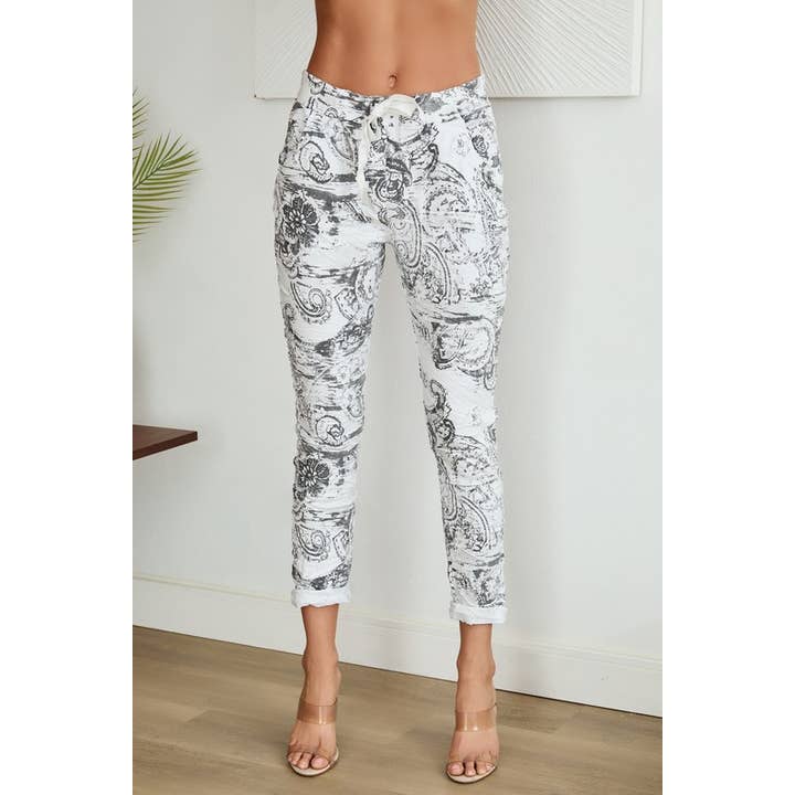 JOGGERS INCROCIATI CON STAMPA CACHEMIRE E LACCIO (21573-PAISLEY) per la vendita all'ingrosso da parte di VENTI6