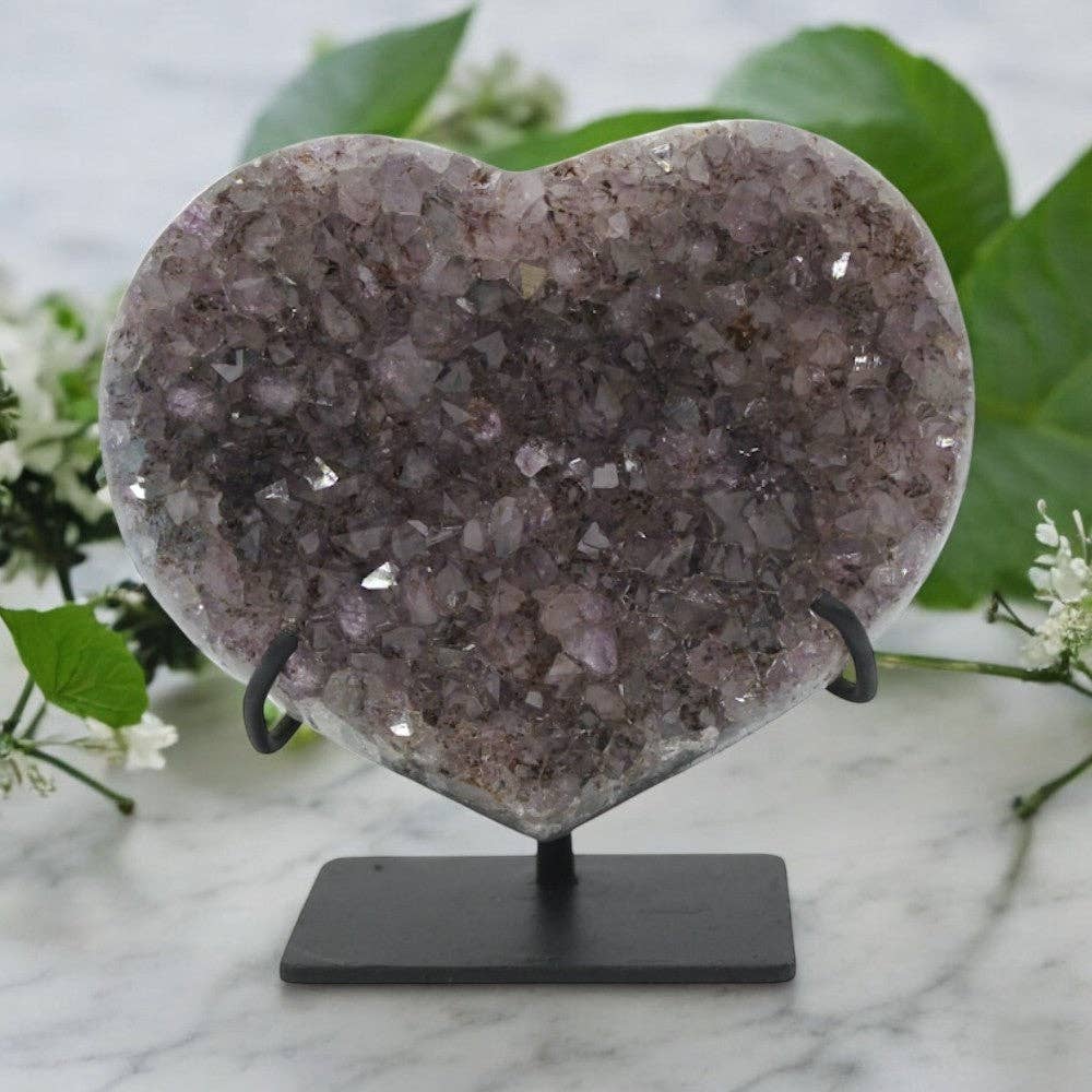 Earths Elements Wholesale - Wholesale Spiritual Stone/Crystal - Geode on Stand - Amethyst Heart, Small