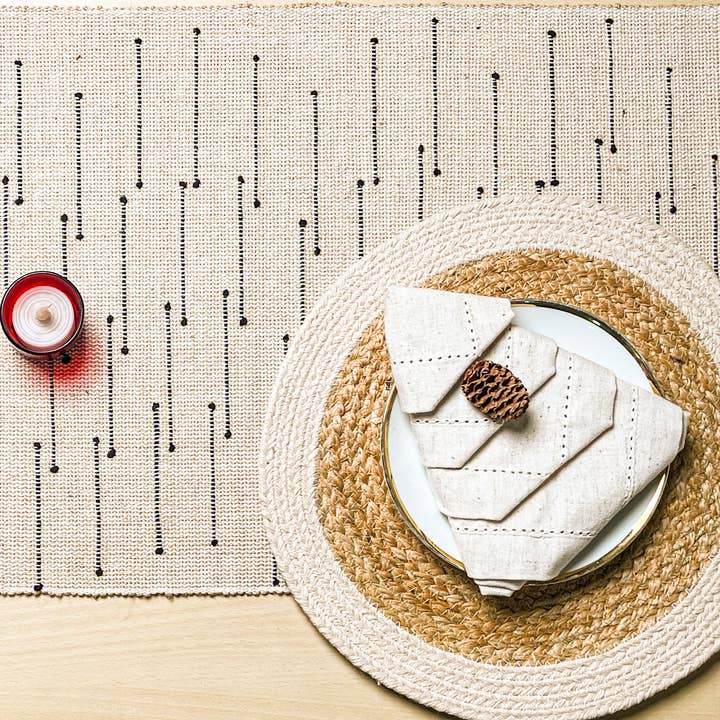 SEDONA TABLE RUNNER, NATURAL-BLACK, 14''x72'' for wholesale by chardin home