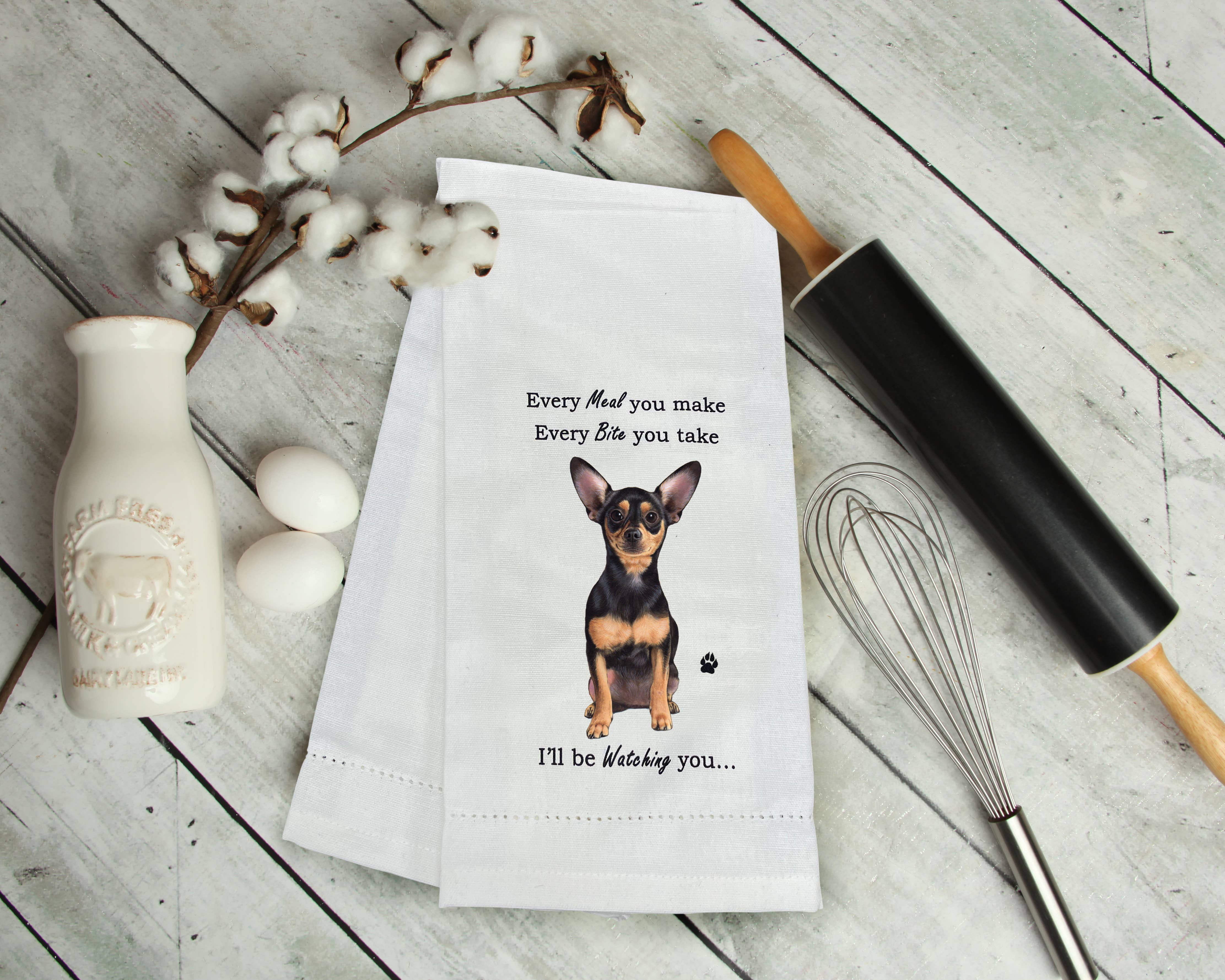 E&S Pets - Wholesale Tea Towel - Black Chihuahua Kitchen Towel1
