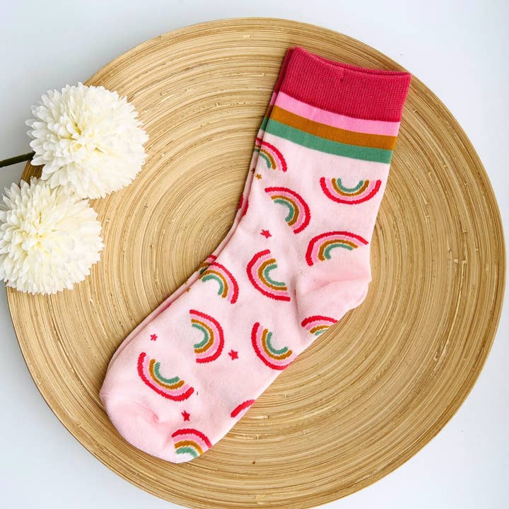 "Rainbow" Socks | Cute Pink Socks | Inspirational Gift for wholesale by Tiny Gift Society