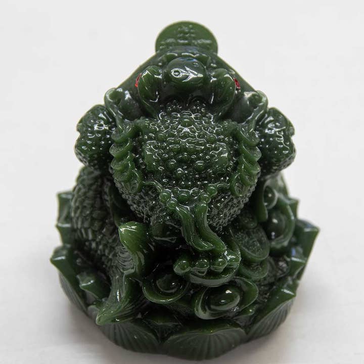 Kheops International - Wholesale Decorative Figurine - Polyresin Feng Shui Figurine Money Toad - Jade (Each)