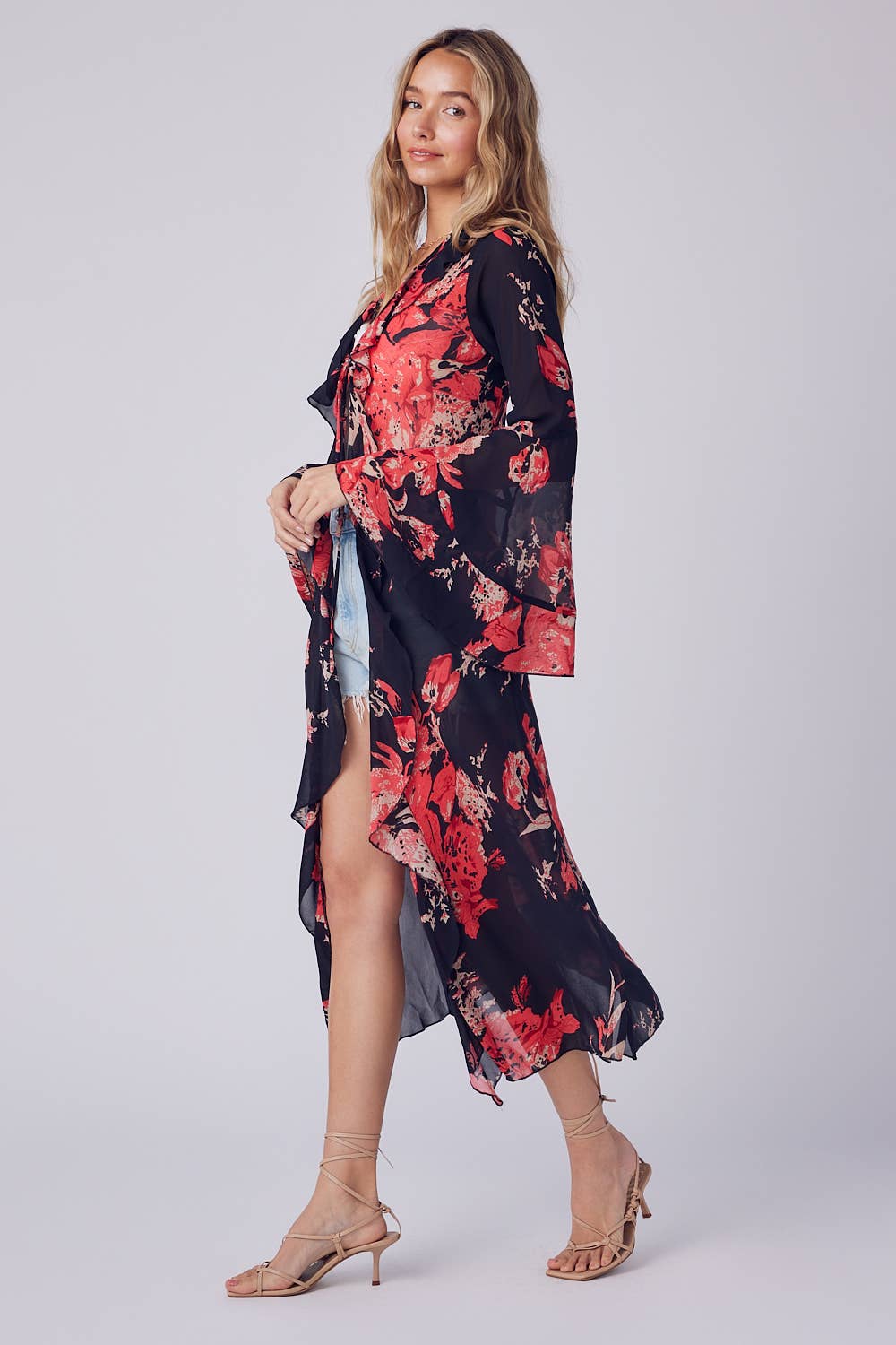 Bluivy - Wholesale Kimono - Women's - FLORAL PRINT RUFFLE KIMONO18