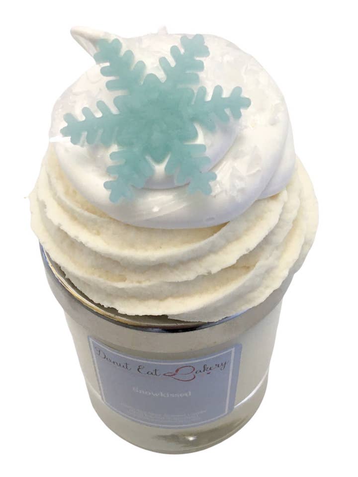 Snowkissed Cupcake Candle for wholesale by Donut Eat Bakery