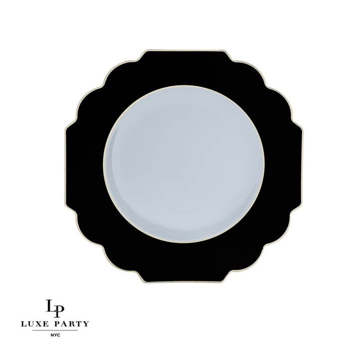 Luxe Party - Wholesale Disposable plate - Scalloped Clear Black • Gold Plastic Plates | 10 Pack2