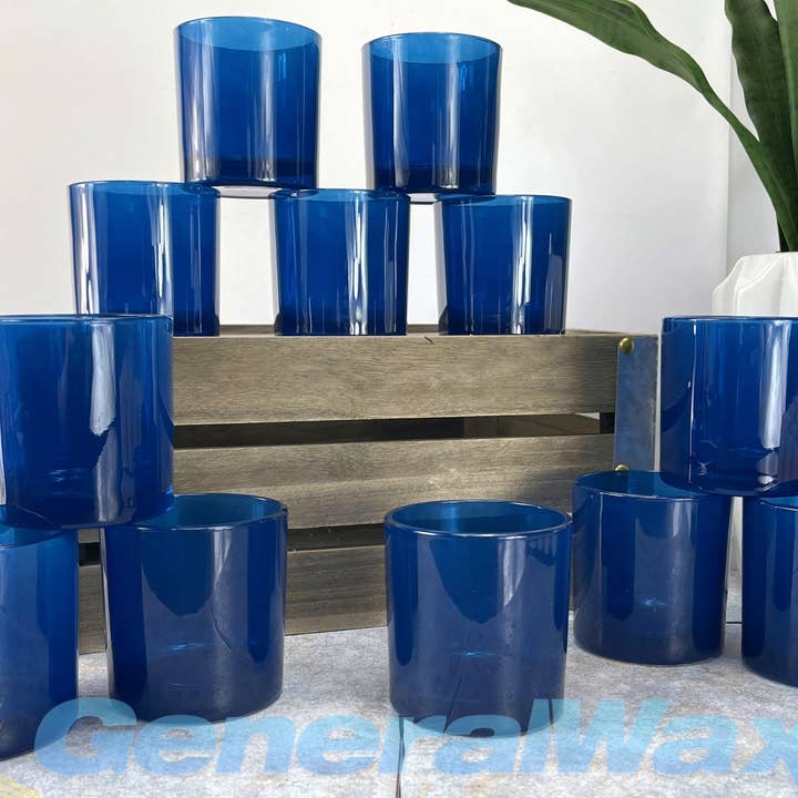 General Wax & Candle Company - Wholesale Candle Holder - 9.5 oz Monticiano Galaxy Blue - Candle Making Glass