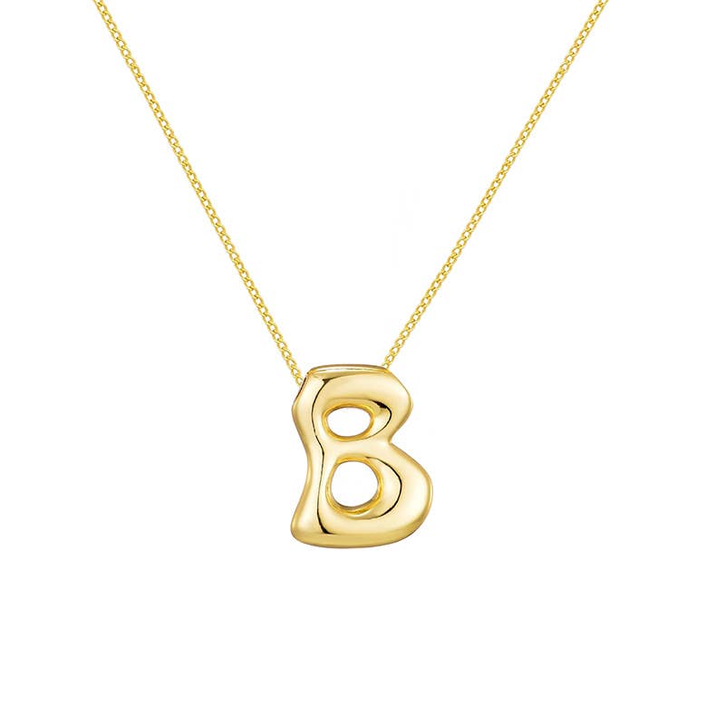 AMORINO SRL - Wholesale Pendant/Charm Necklace - LARGE BUBBLE INITIAL NECKLACE - JN24512B89GOLD1