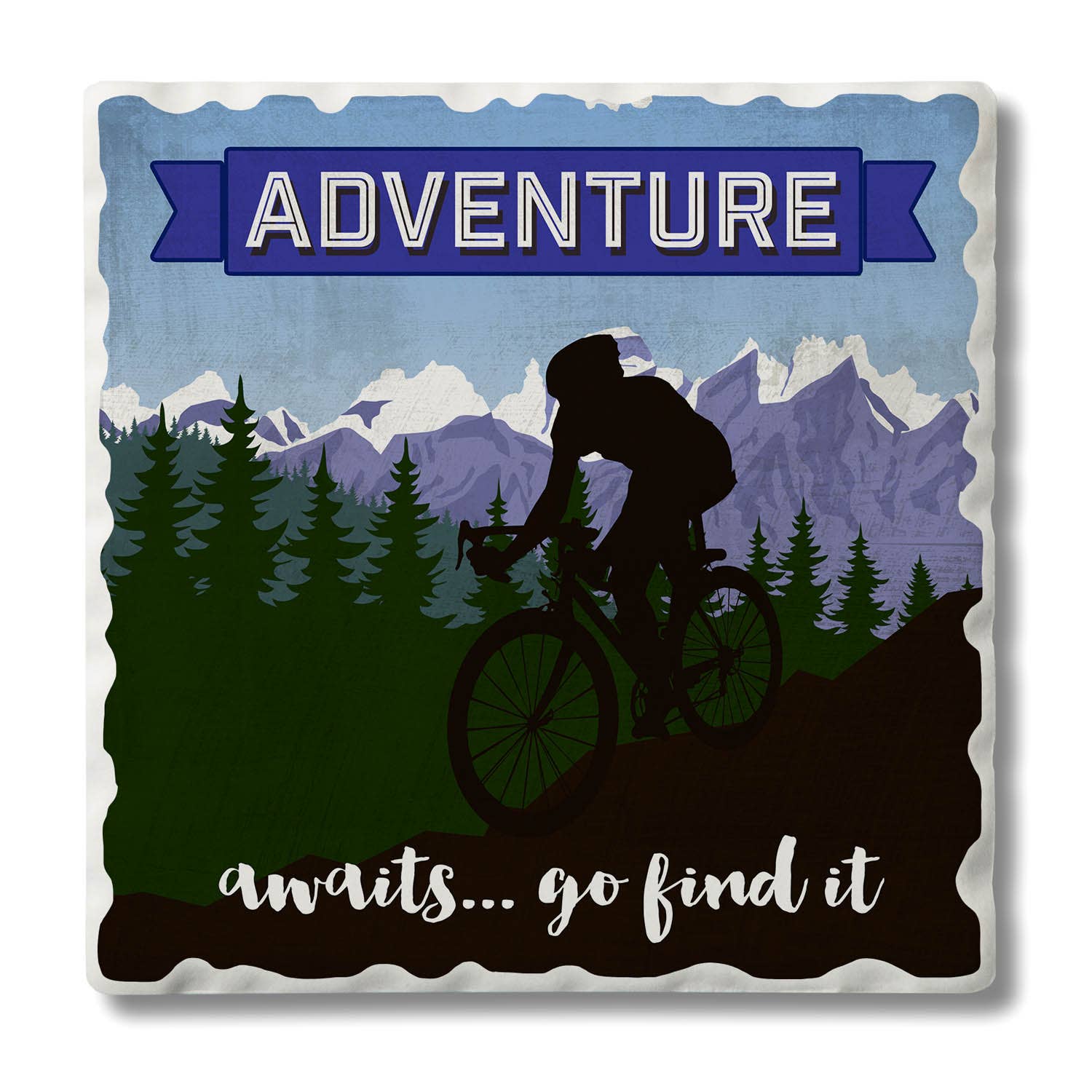 Conimar Promotions - Wholesale Coasters - "Adventure Awaits" Single Tumbled Tile Coaster  0