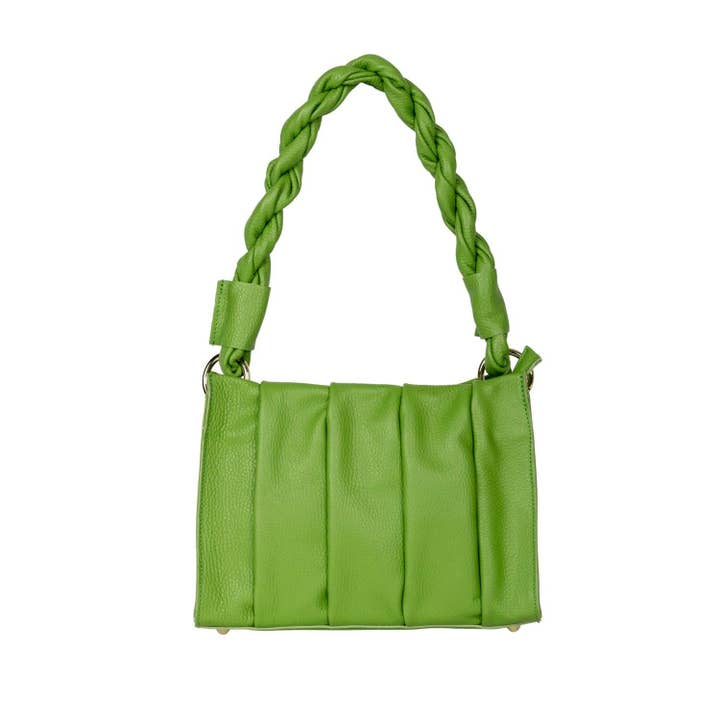 Aurela green handbag with ruffles for wholesale by Shirin Sehan