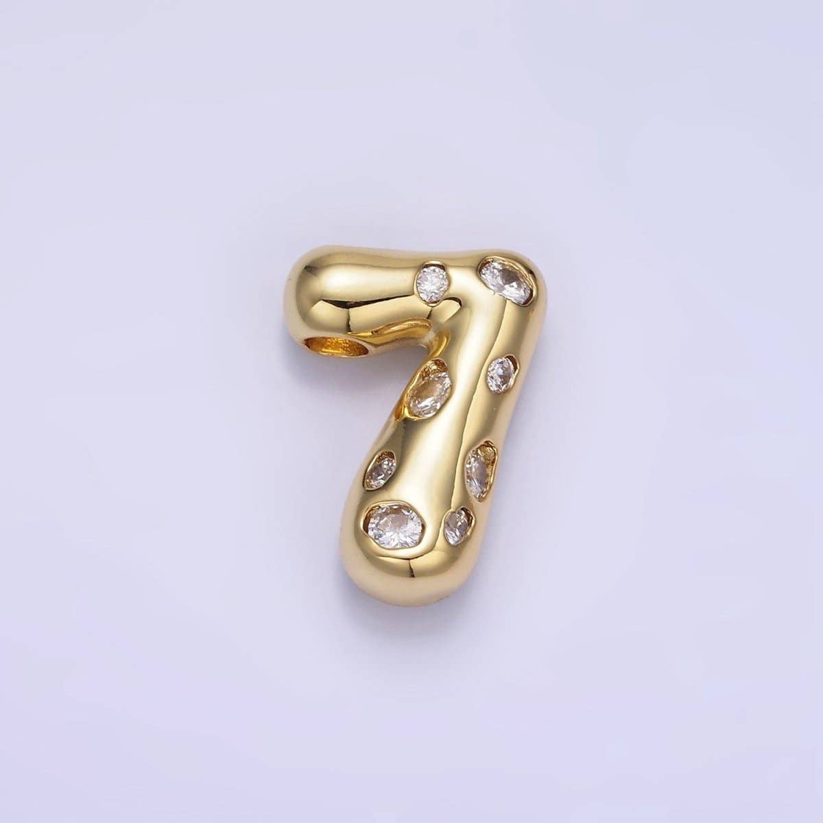 Aim Eternal - Wholesale Individual Charm/Pendant - 14K Gold Filled 20mm Clear CZ Chubby Balloon Number Numerical Pendant | AG775 - AG7797