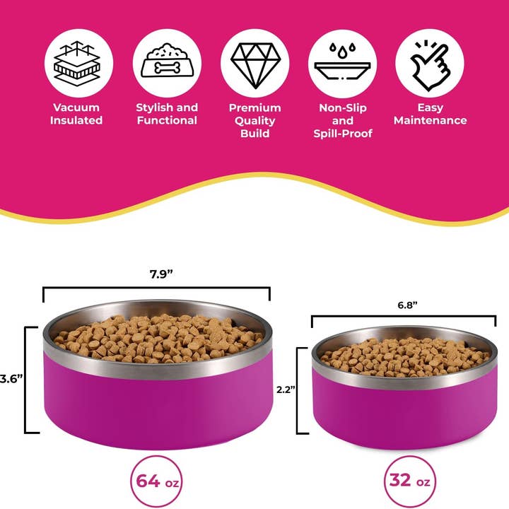 Glow Pups – Großhandel Futternapf – Katze/Hund – Hundenapf aus Edelstahl, hellrosa, 32 Unzen und 64 Unzen5