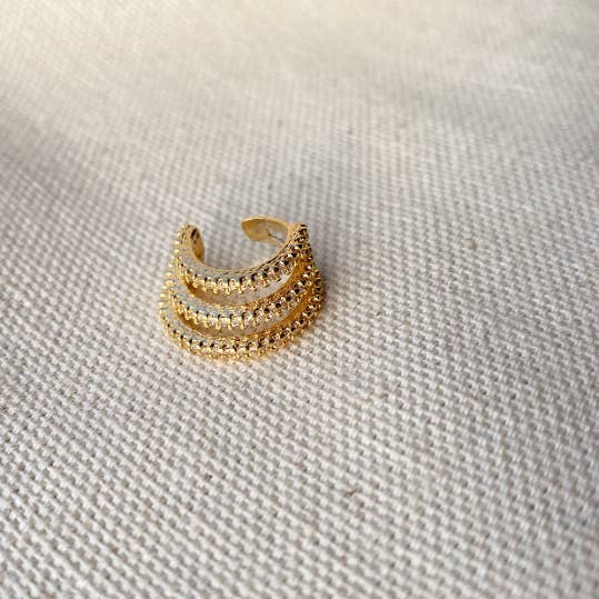 GoldFi - Wholesale Cuff/Wrap Earrings - 18K Gold Filled Cubic Zirconia Three-Layer Ear Cuff7