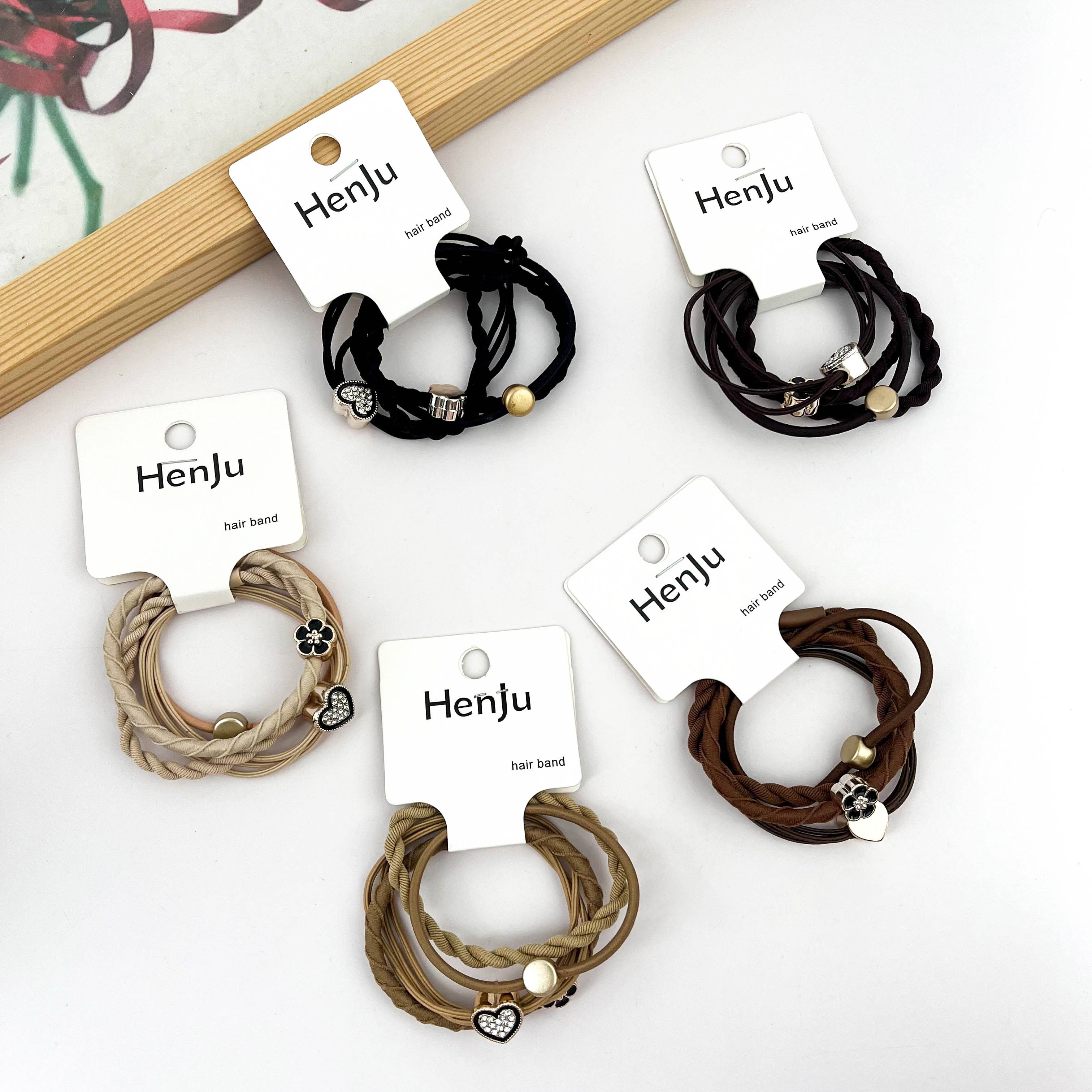 SoapElenGlen - Wholesale Hair Tie - 4pcs Heart Hair Tie Set, Flower Hair Tie6