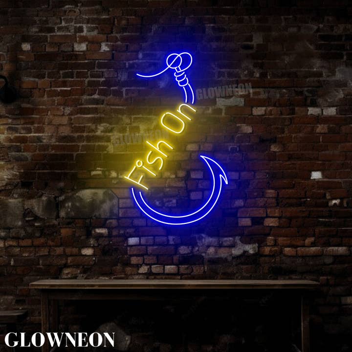 Glow Neon - Wholesale Neon Sign - Fish Hook Led Wall Art, Fishing Club Open Neon Wall Decor1
