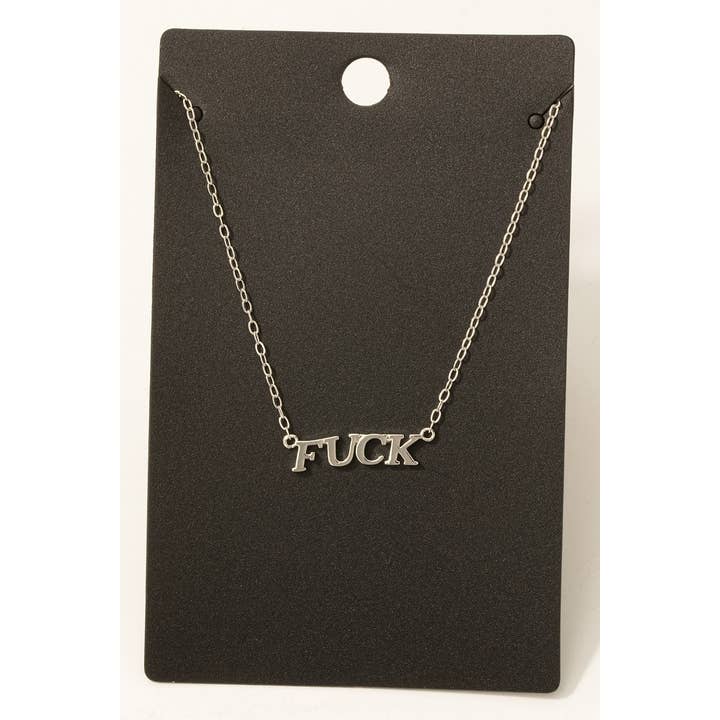Fame Accessories - Wholesale Pendant/Charm Necklace - Fuck Print Charm Necklace