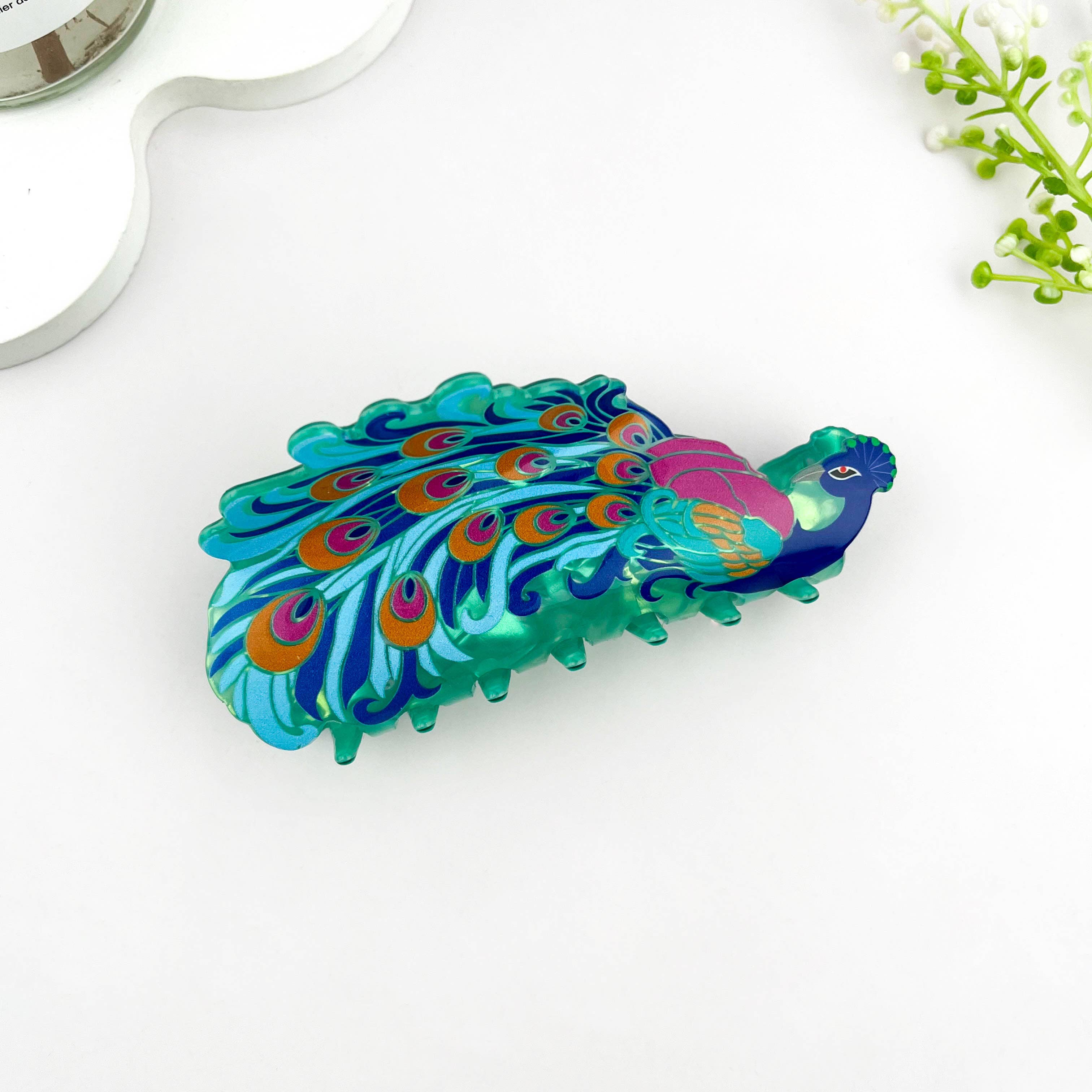 mildstyles - Wholesale Hair Clip - Women's - Elegant Peacock Print Acrylic Animal Hair Claw Clip8