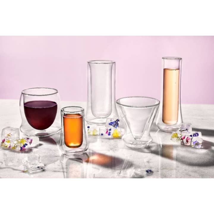 JoyJolt - Wholesale Champagne Flute - Cosmos Double Wall Champagne Glasses, Set of 23