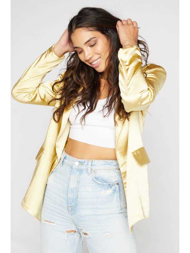 SATIN DUBBEL KNÄPPT KAVAJ för wholesale av Sans Souci