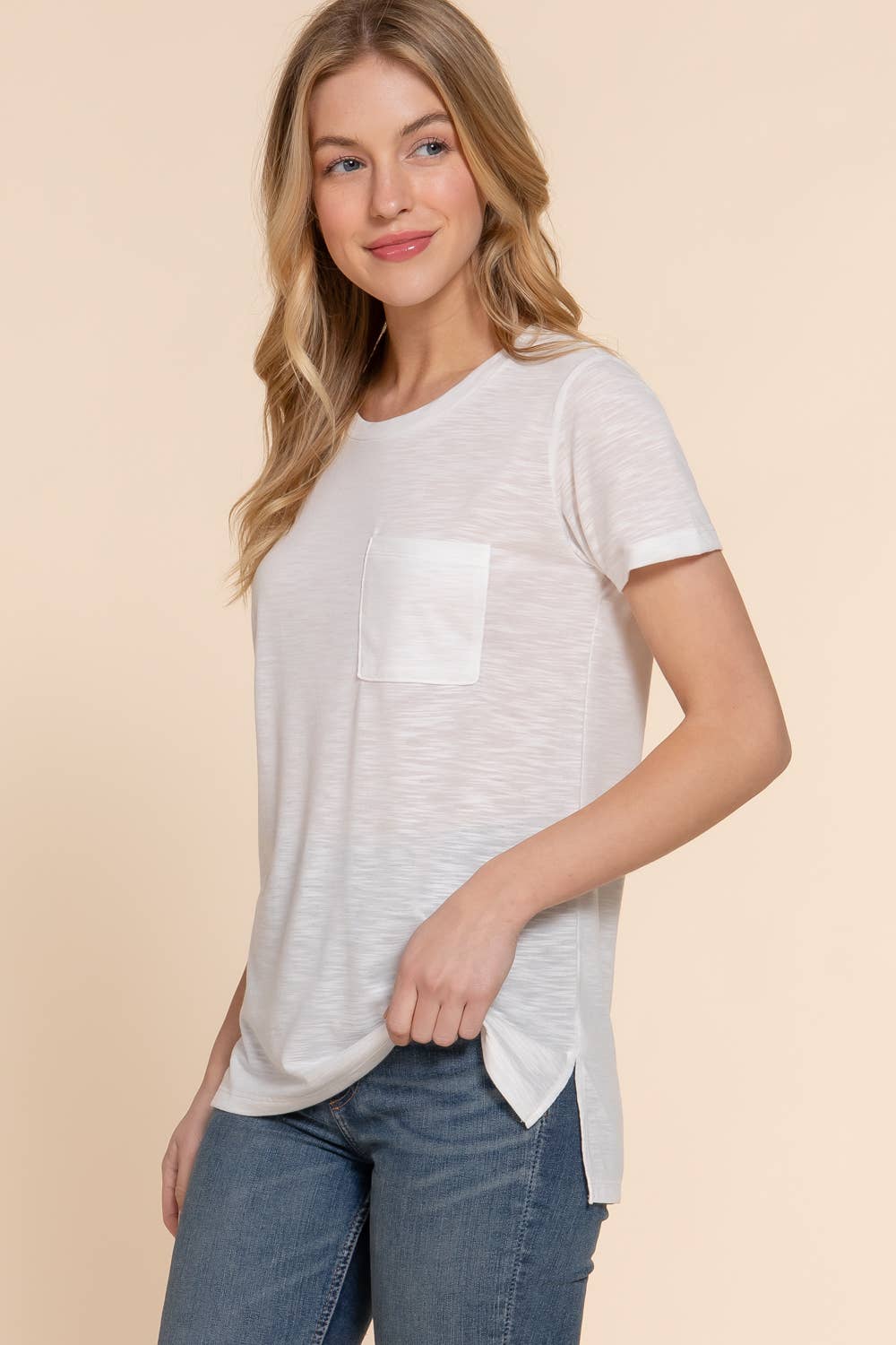 Active Basic | Active USA – Großhandel T-Shirt – Damen – Kurzarm-Rundhals-Shirt mit Tasche aus Slub-Strick22