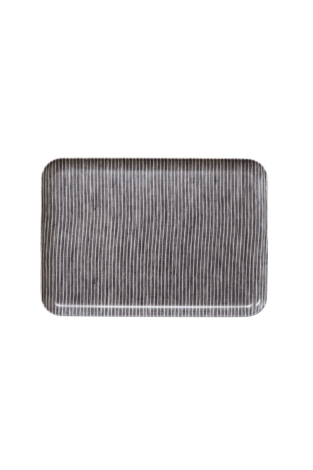 Linen Tray (M) Grey White Stripe for wholesale on Faire1
