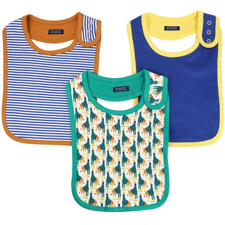 BAXTER + BAYARD Organic Cotton Baby Bibs (3-Pack) Giraffe for wholesale by Baxter+Bayard