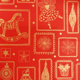 Papel de regalo de Navidad Cascanueces – Lujo Rojo con Oro – Papel Satinado de 80 gramos – Disponible en 30, 50 y 70 cm de ancho para venta al por mayor de kadopapier.net