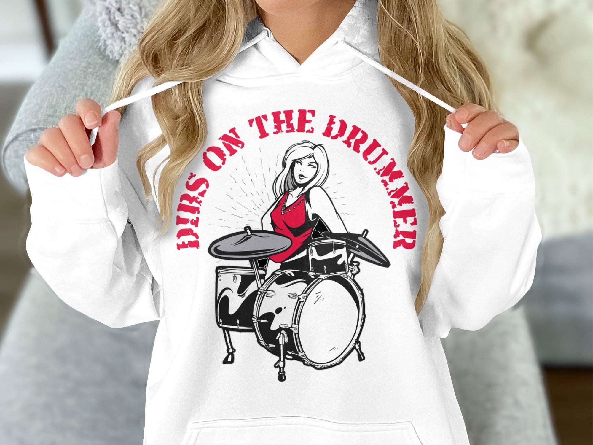 FreakyTeeFactory – Großhandel T-Shirt mit Siebdruck – Damen – Schlagzeuger-T-Shirt, Damen-Rockband-T-Shirt, Hemd für weibliche Schlagzeuger, lässiges Schlagzeug-Grafiktop, Geschenk für Musikliebhaber17