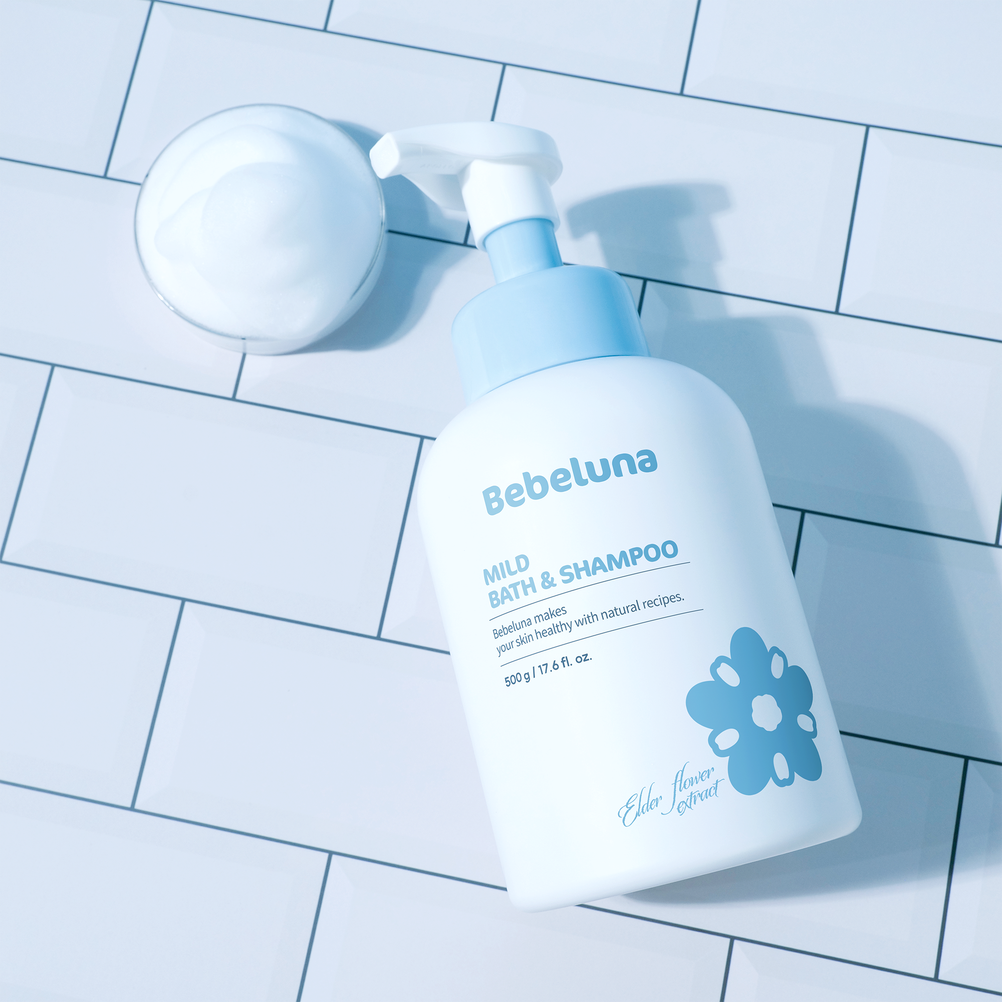 BEBELUNA – Engroshandel Hårshampoo – BEBELUNA, Mild Shampoo, Daglig Brug, 17,6 oz (500g), 98% Naturlige Ingredienser til Spædbørn, Babyer, Børn, Voksne - Alt i Én1