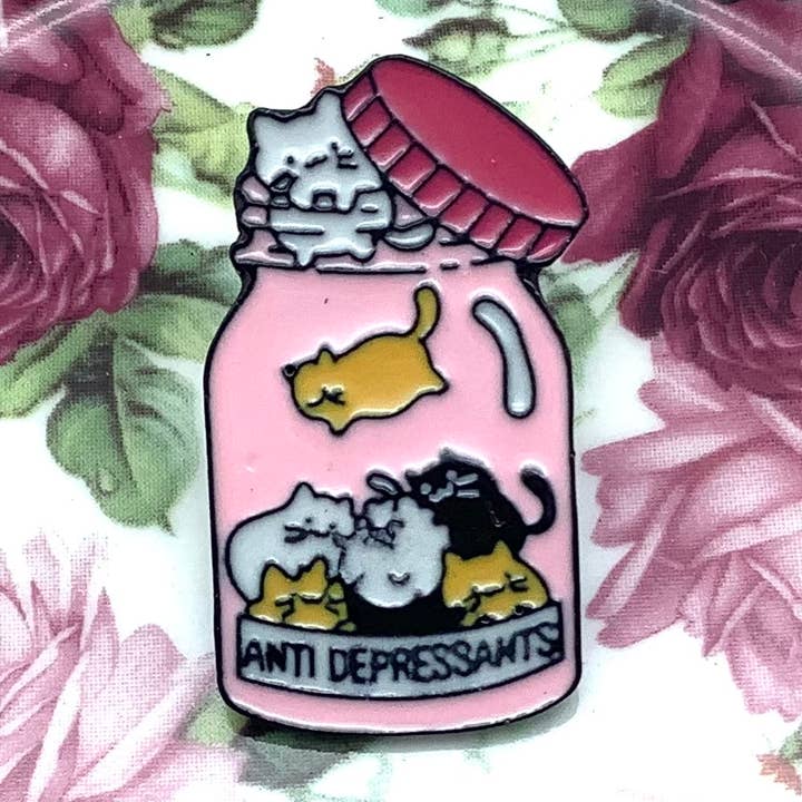 Gato Gatinhos Antidepressivos Pin de Esmalte Broche de Lapela por atacado de All Little Cute Things
