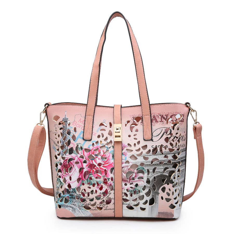 Papaya Fashion Ltd - Venta al por mayor Bolsa de asa- Mujer - Bolso de mano W1342 (YS1342) 2 en 1 cortado con láser con cierre abatible2