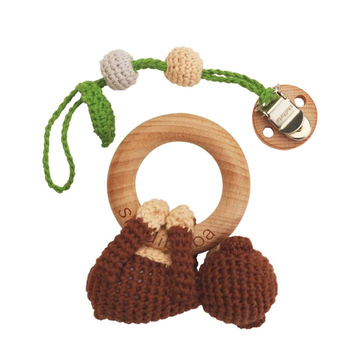 SindiBaba - Wholesale Classic Toy - Kids - Charlie Monkey 3in1 hanging toy in brown (organic)3