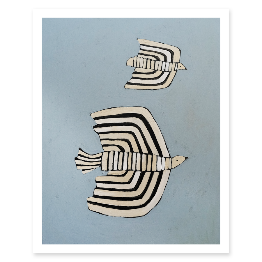 ALEX'S - Wholesale Art Print - Powder Blue Striped Birds1