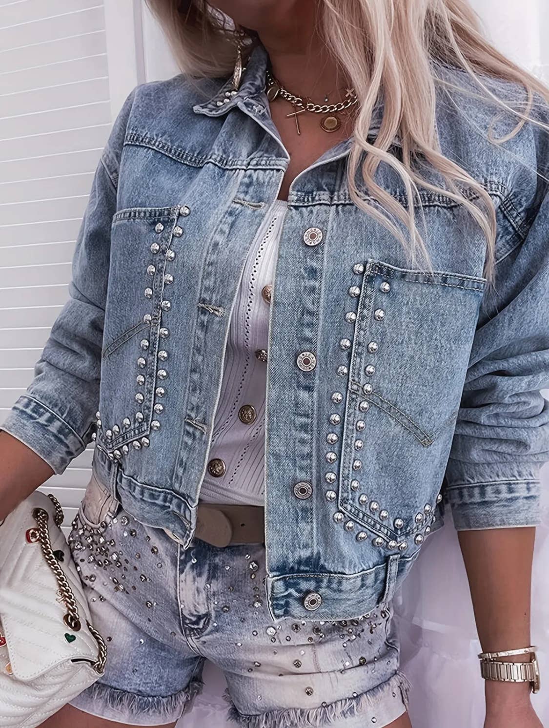 Serenity Collective - Wholesale Denim Jacket - Women's - Riveted Denim Jacket