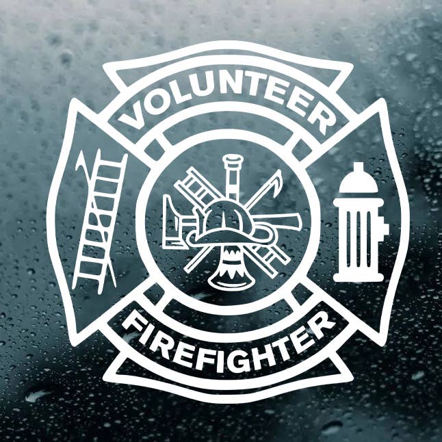 White Volunteer Fire Department Vinyl Decal Die Cut Sticker for wholesale by Minglewood Trading