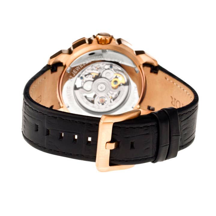 Heritor Automatic - Wholesale Wrist Watch - Men's - Heritor Automatic Conrad Leather-Band Skeleton Watch9