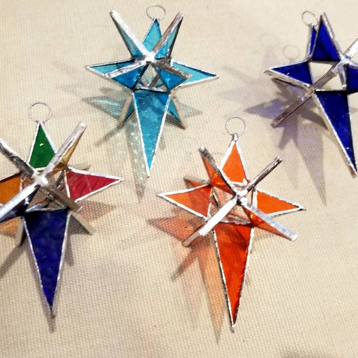 Arara Enterprises - Wholesale Ornament - MGL642G Star of Bethlehem glass 3D Stars