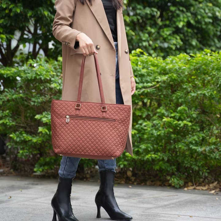 Nature Checkout Inc - Wholesale Tote Bag - Women's - MKF Collection Hallie Solid Quilted Cotton Women Tote Bag by Mia K9