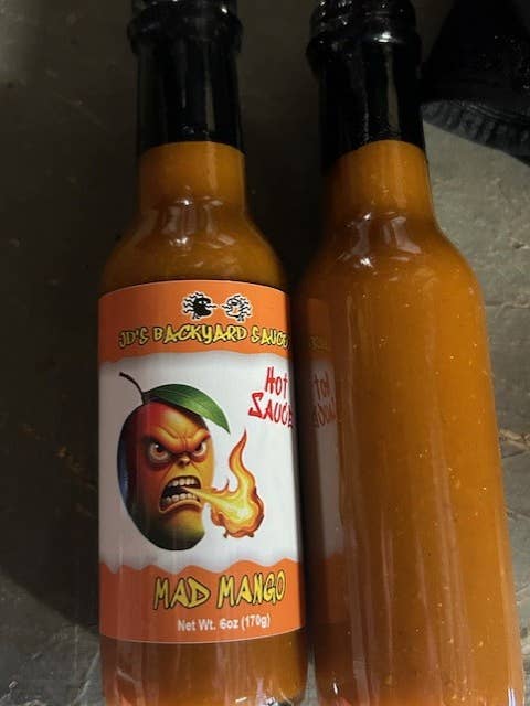 Mad Mango Hot Sauce for wholesale by JD'S BACKYARD SAUCES