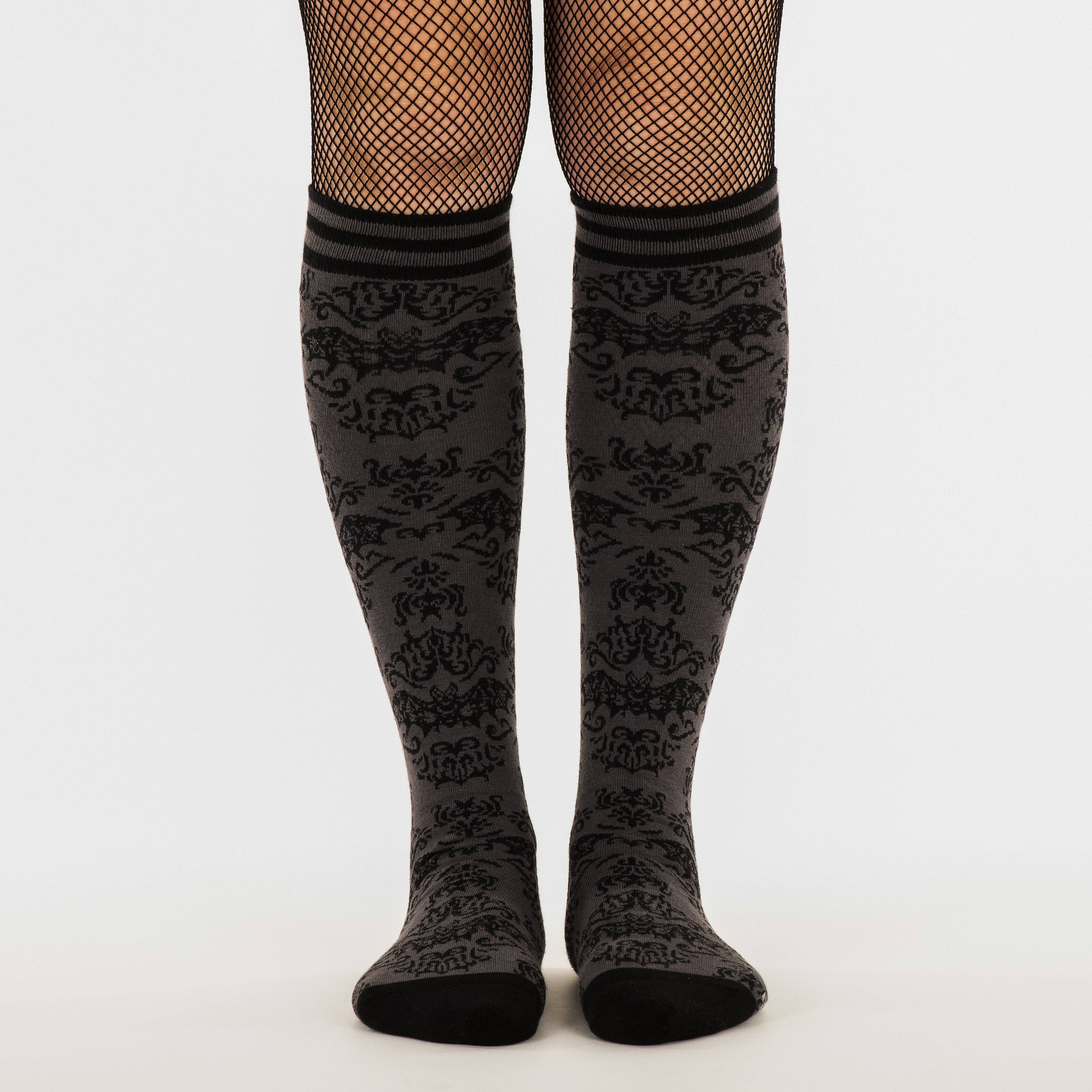 FootClothes LLC - Wholesale Socks - Women's - Bat Damask Knee High Socks5