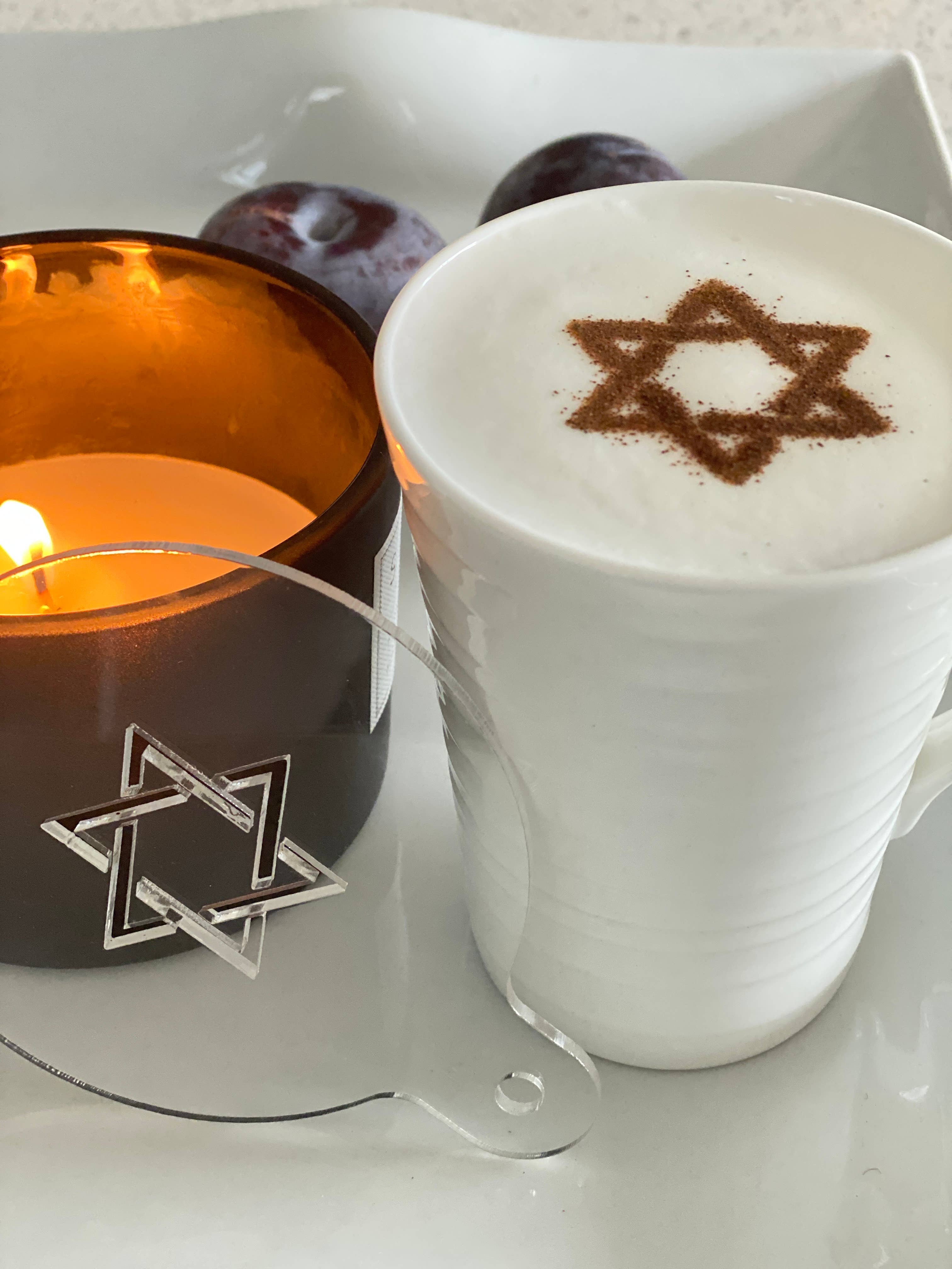 moon + magnolia – wholesale Stencil – Davids stjärna//Hanukkah Coffee Stencil1